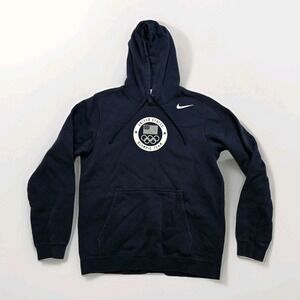 Nike Team USA Olympic Hoodie Men's Adult Small S Fleece Pullover EUC Navy Blue
